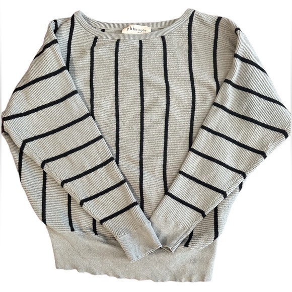 Philosophy Sweaters - Philosophy Long Sleeve Sweater - Womens Size Small - Gray and Black